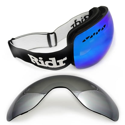 Black Ridr Edge Goggles with Black polarised and blue chrome lens