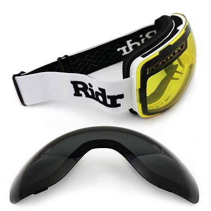 White Ridr Edge Low light Goggles with Black polarised lens